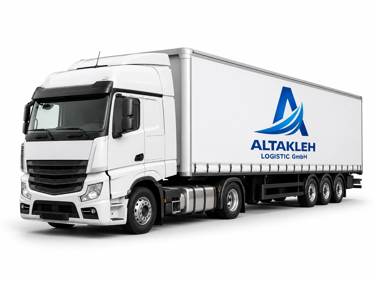 Weißer LKW mit Altakleh-Logo